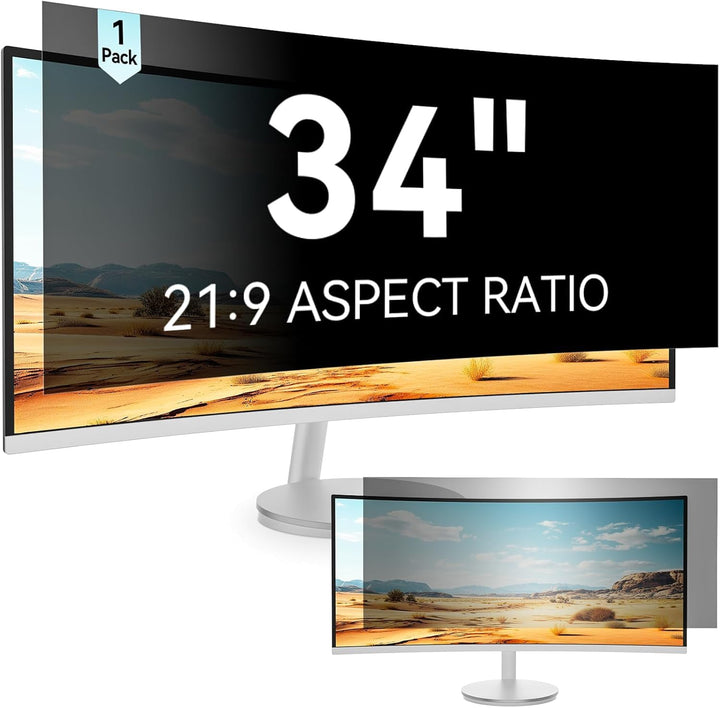 Blickschutzfilter 34 Zoll für gebogenen Monitor, abnehmbar, 34 Zoll (94 cm), Anti-Spion, Anti-Blauli