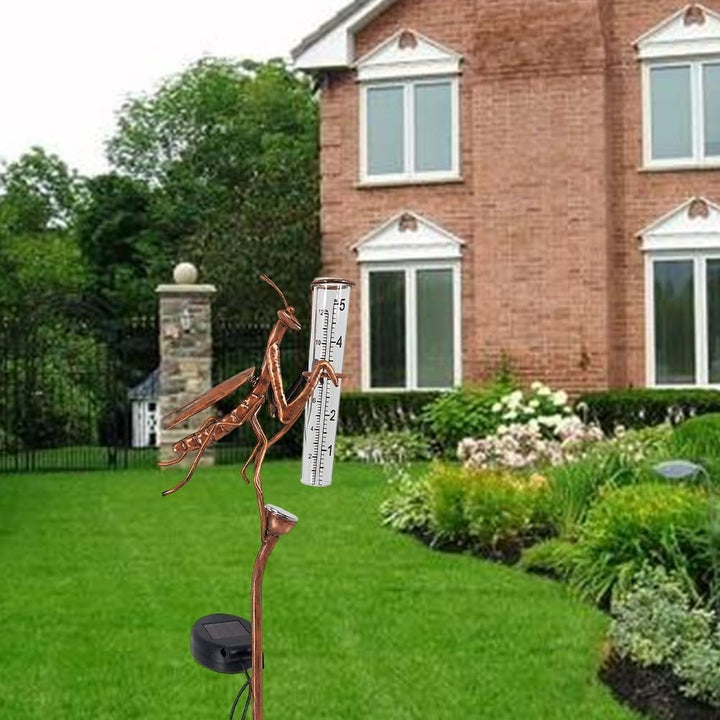 Solarbetriebener Regenmesser – Gartenstecker – Statue, Dekoration, leuchtet im Dunkeln, Metall, Hofk