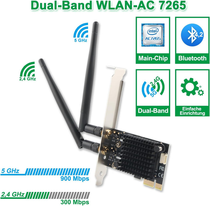 Ziyituod PCIe WiFi Karte für PC, WLAN Wireless-AC 1200Mbps PCI-E Wireless Netzwerkkarte 802.11ac Dua