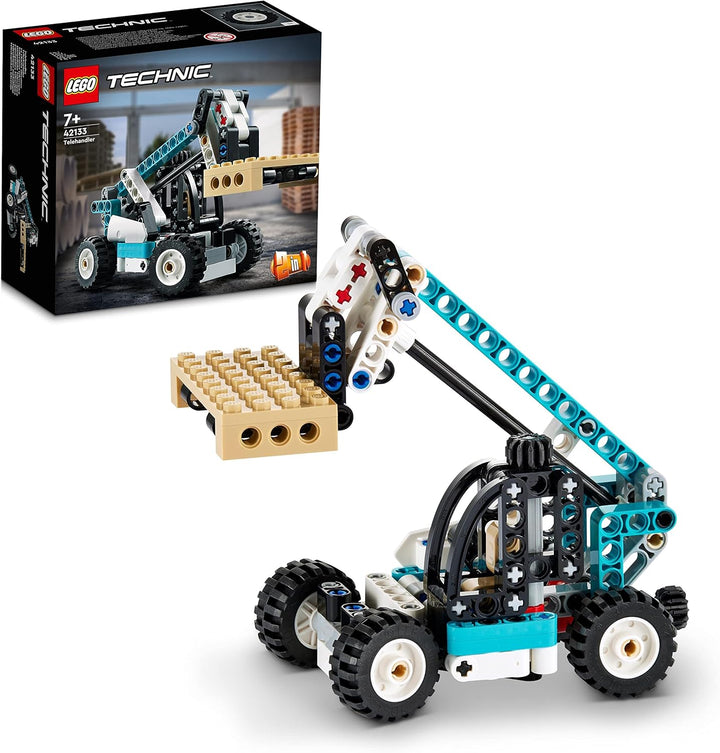LEGO 42133 Technic 2-in-1 Teleskoplader Gabelstapler und Abschleppwagen Spielzeug, Baufahrzeug für J