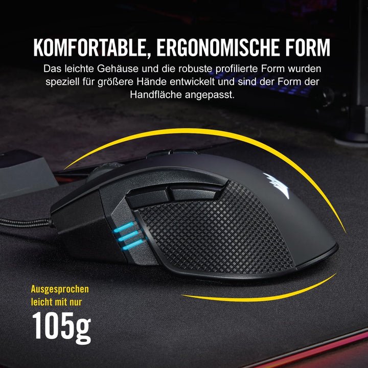 Corsair IRONCLAW RGB Wired FPS/MOBA Gaming Mouse - 18.000 DPI - 7 Programmierbare Tasten - Designed