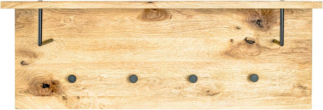 HAKU Möbel Wandgarderobe, Massivholz, eiche geölt-schwarz, B 80 x T 20 x H 30 cm Eiche Geölt-schwarz