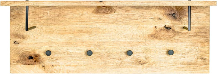 HAKU Möbel Wandgarderobe, Massivholz, eiche geölt-schwarz, B 80 x T 20 x H 30 cm Eiche Geölt-schwarz