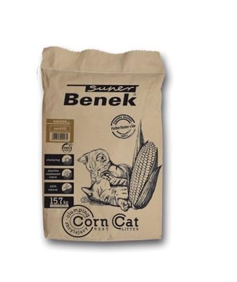 Super Benek Corn Cat Golden Pflanzliche Katzenstreu, 25 L, 15,7 kg | Klumpstreu aus Mais, Biologisch