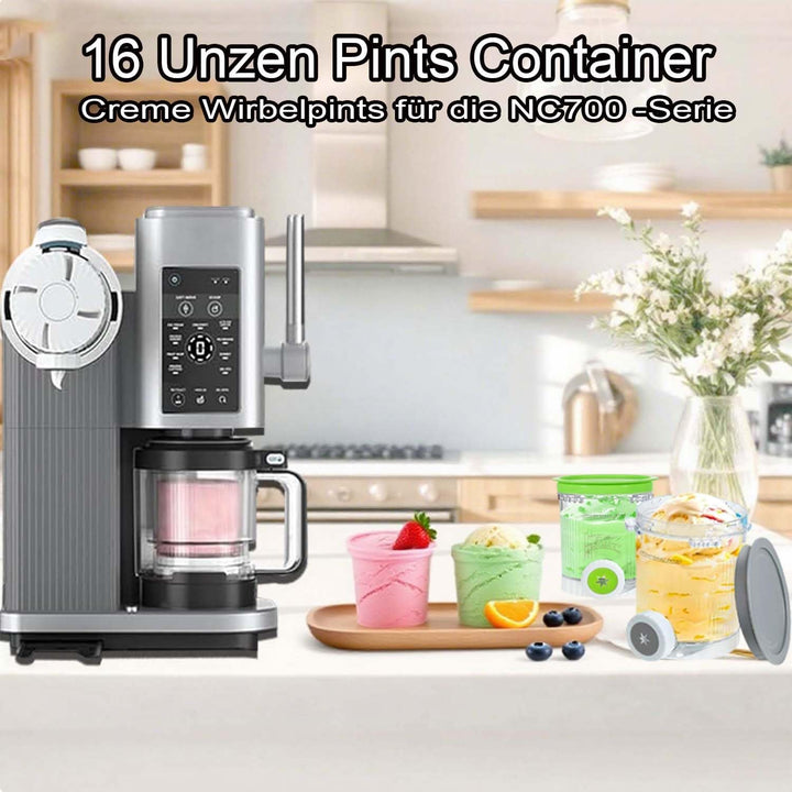 Für 4 Stück Ninja Swirl Creami Behälter 480 ml Eisbehälter für Ninja Creami NC701 & NC700 Serie Eism