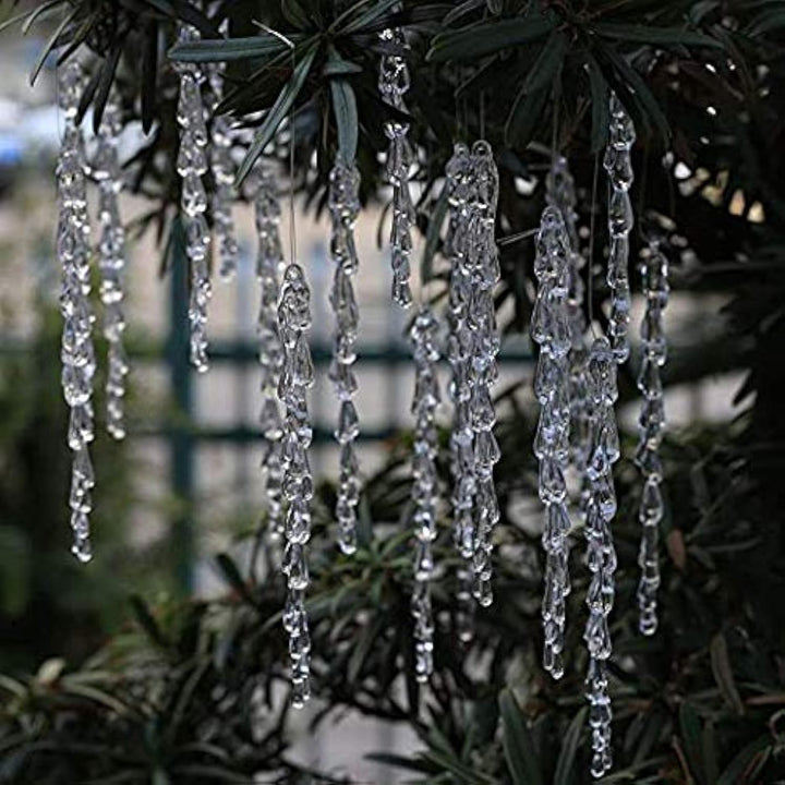 DAHI Christbaumschmuck 50 Stücke eiszapfen Anhänger - Acryl eiszapfen deko weihnachtenbaum Anhänger
