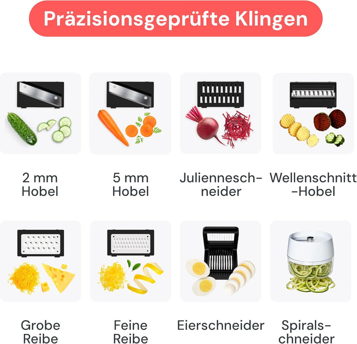 Fullstar Pro - 11-in-1 Mandoline Gemüsehobel, Julienneschneider und Reibe | Küchenhobel mit Scharfen