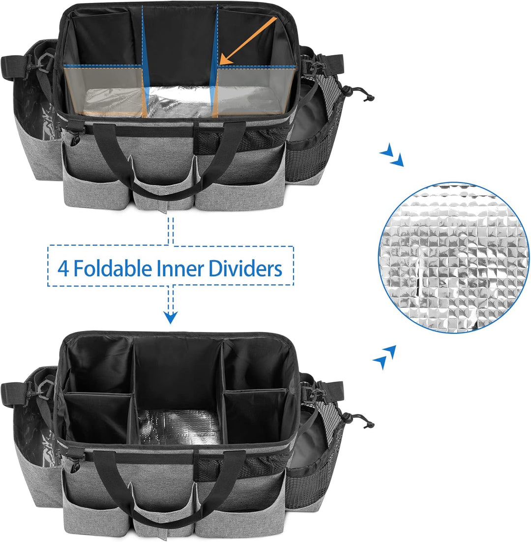 LoDrid Tote Reinigungstasche mit 4 Faltbaren Trennwänden, Tragbarer Reinigungsmittel Organizer mit S