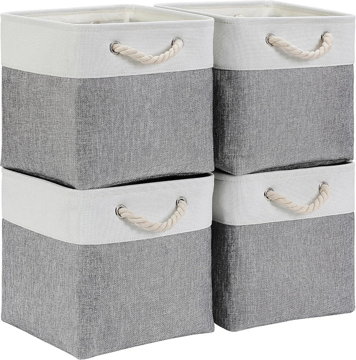 Mangata Aufbewahrungsbox Stoff, aufbewahrungskorb Grau Weiss, Korbe Stoff in Würfel (28x28x28 cm) fü