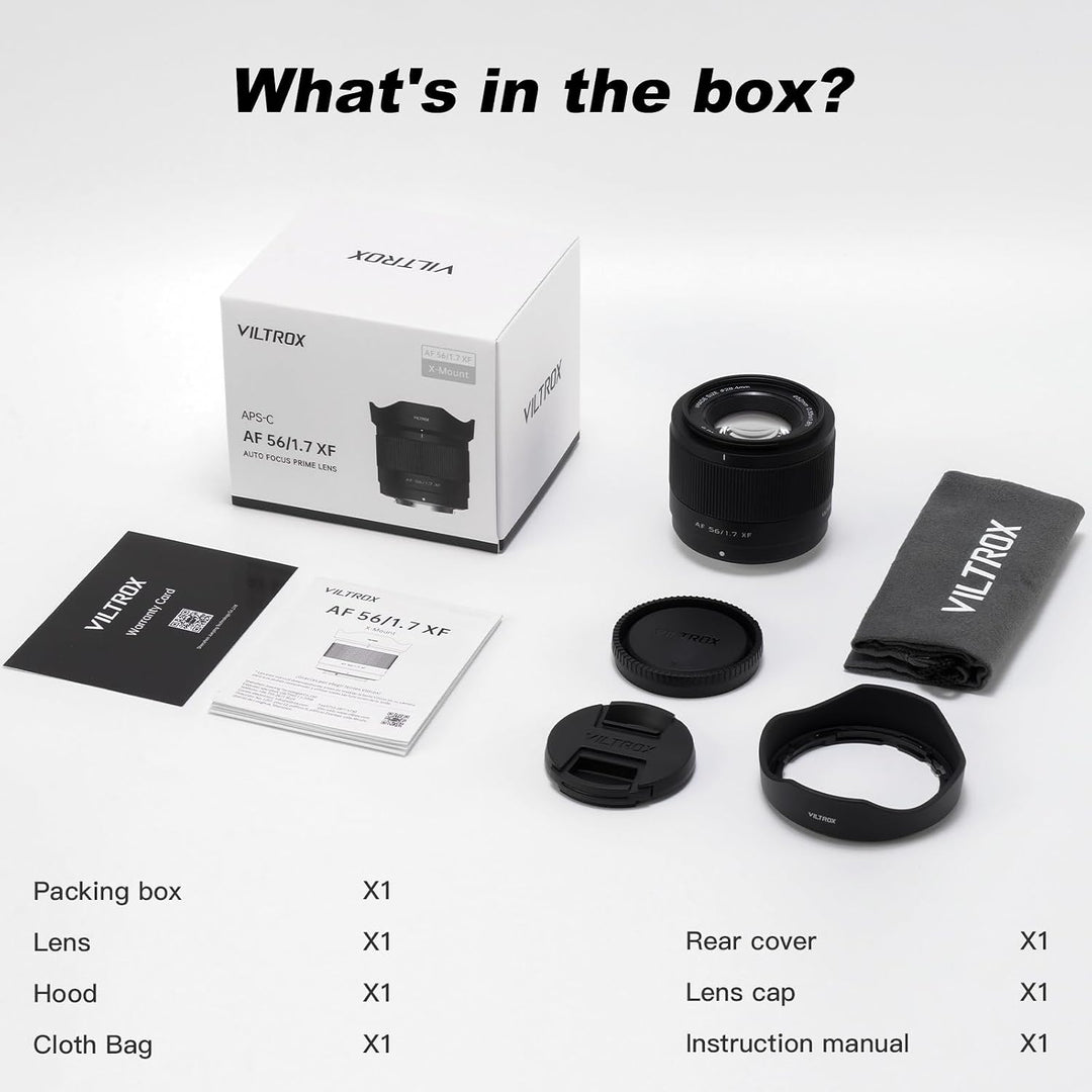VILTROX 56mm F1.7 für Fuji X-Mount Objektiv,AF 56mm F1.7 für Fuji X Mount Prime Standard Kamera,APS-