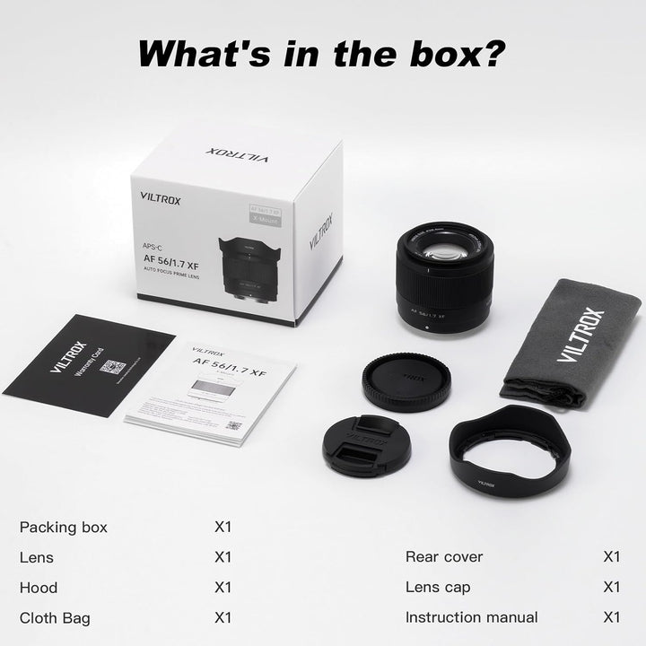 VILTROX 56mm F1.7 für Fuji X-Mount Objektiv,AF 56mm F1.7 für Fuji X Mount Prime Standard Kamera,APS-