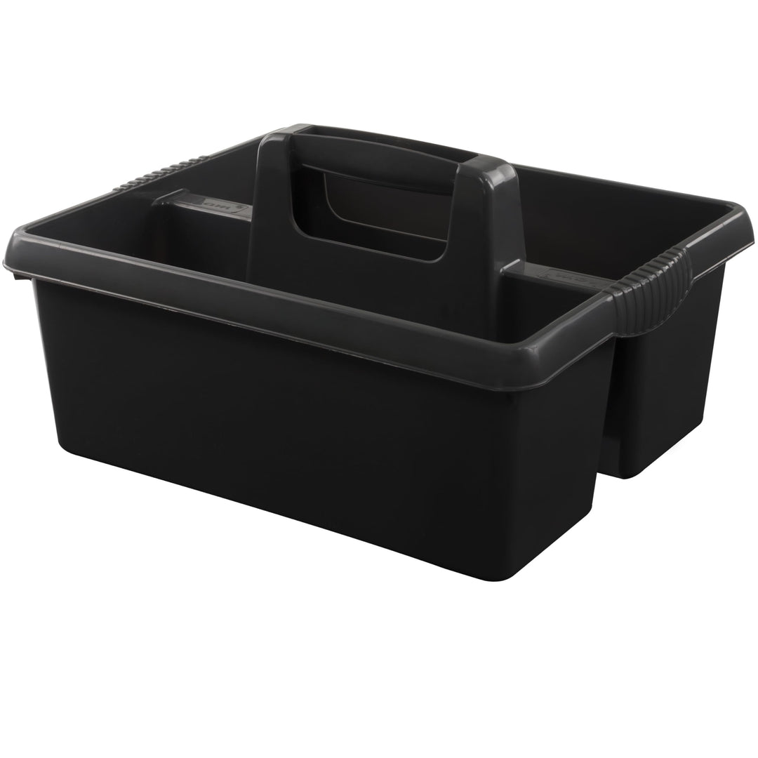 Tragbarer Organizer für Putzmittel 38x32x15 cm Schwarz Werkzeugträger Gartengerätekorb Schuhputzkast