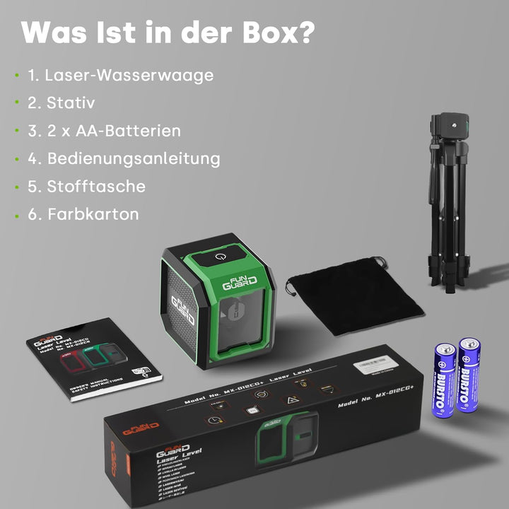Kreuzlinienlaser mit Stativ, Grün 30M Laser Wasserwaage mit Selbstnivellierend, Linienlaser Vertikal