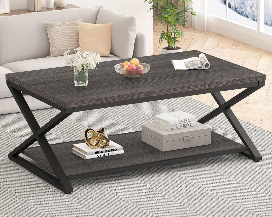 HSH Couchtisch Holz Wohnzimmertisch für Couch Moderner Wohnzimmer Tisch mit Stauraum Stabiler Sofati
