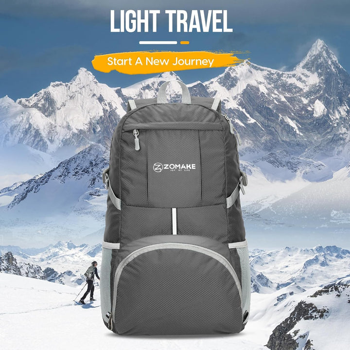 ZOMAKE 35 L Leicht Faltbarer Rucksack Packbare Backpacks, Kleiner Rucksäcke Wanderrucksack Wasserdic