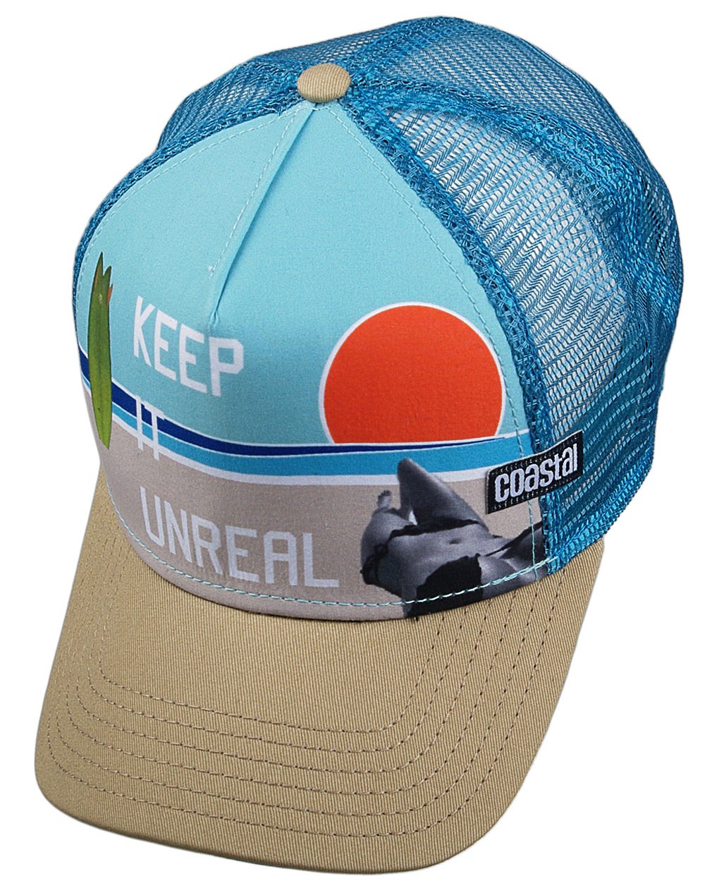 COASTAL - Unreal (khaki/teal) - High Fitted Trucker Cap