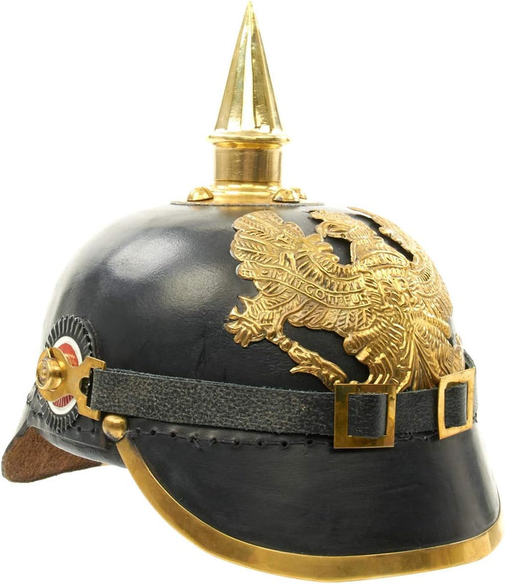 Imperial deutsch Spikes Pickelhaube Officer Fahrradhelm schwarz Leder & Messing