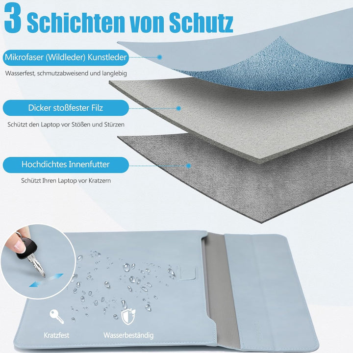 HYZUO 13,3-14 Zoll Laptop Hülle Laptophülle mit Standfunktion für MacBook Pro 14 M4/M3/M2/M1 Pro/Max