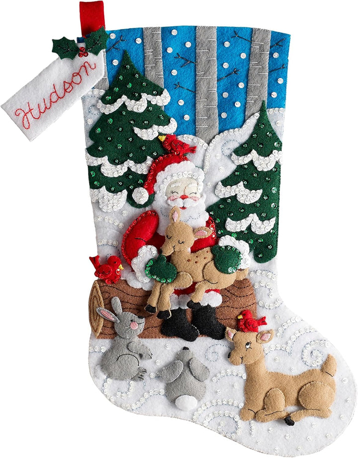 Bucilla 86865 Santa's Forest Family Kit Strumpf, Baumwolle, multi, By The Yard