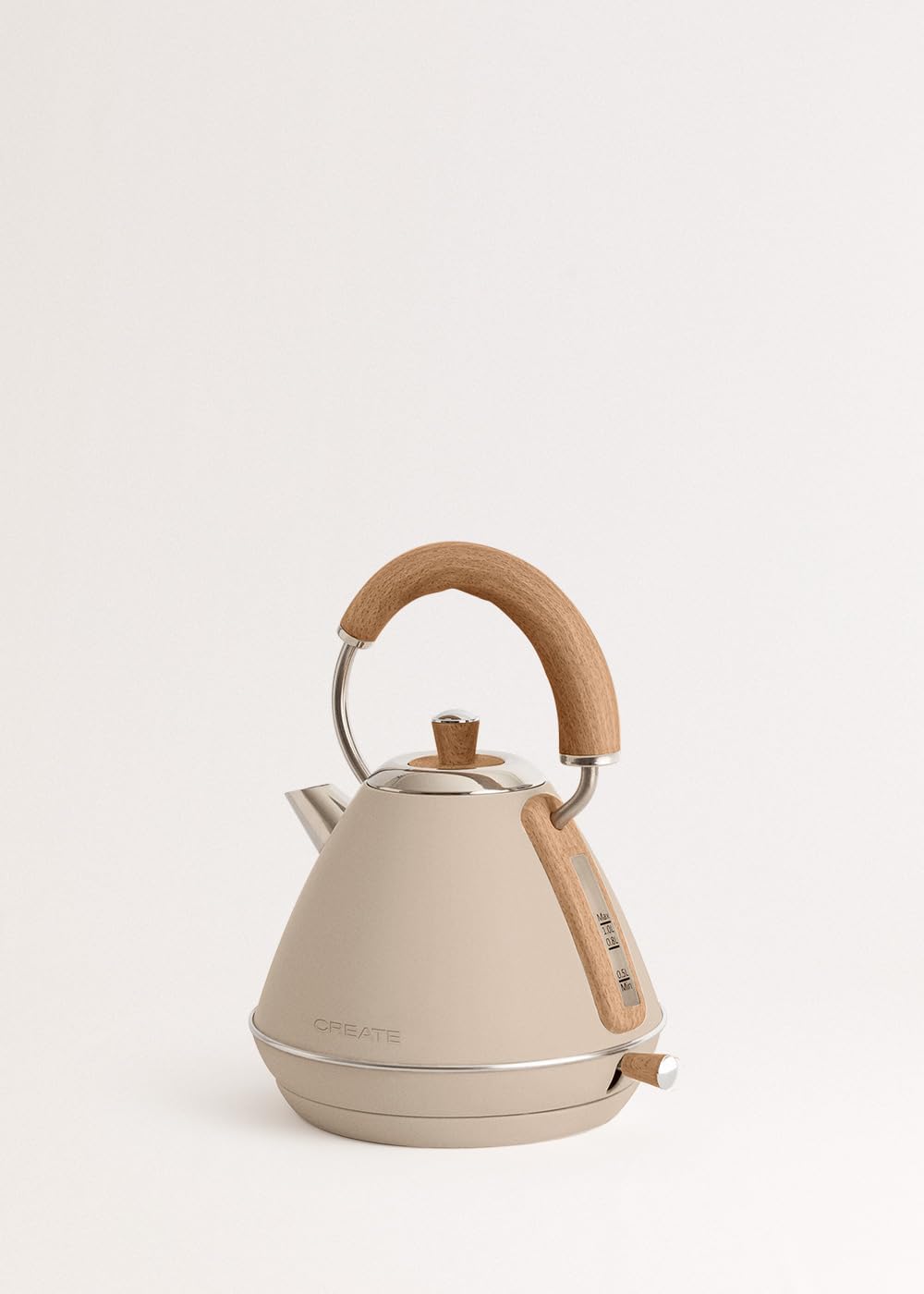 CREATE/KETTLE RETRO M/Elektrischer Wasserkocher Sand/Schnelles Aufkochen, Fassungsvermögen 1L, Absch