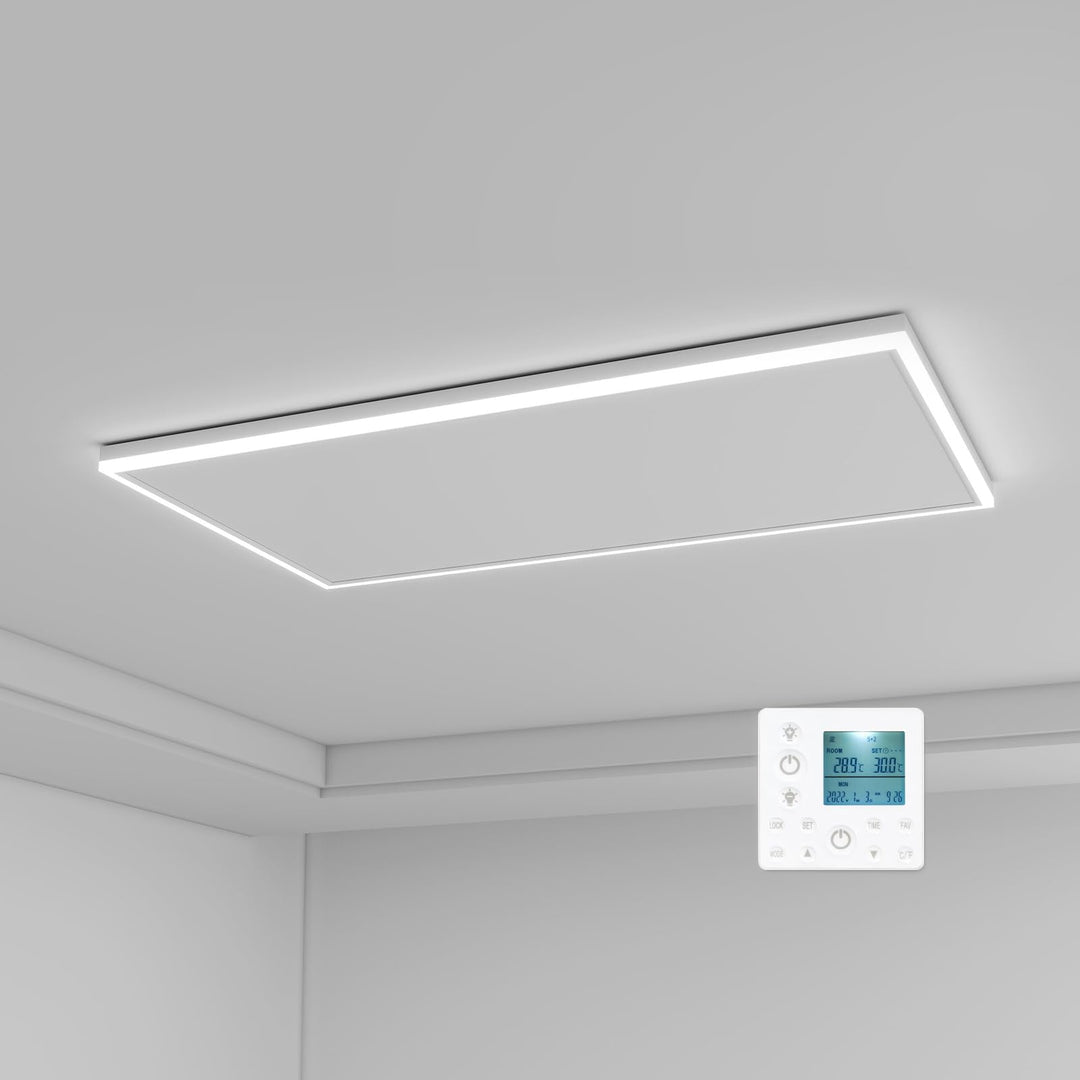 byecold Infrarotheizung mit Thermostat Deckenheizung 600W LED Beleuchtung Licht Kaltweiss/Warmweiss