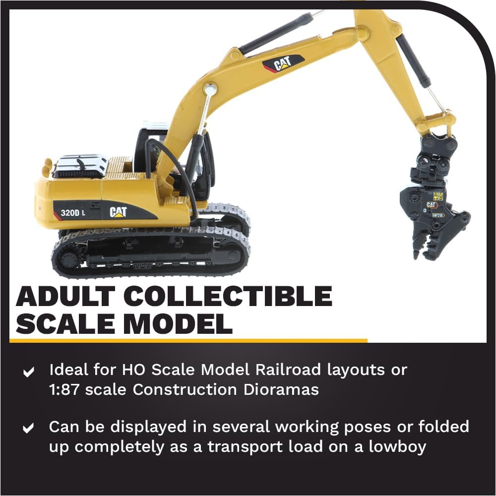 Diecast Masters 85652 - Caterpillar Bagger mit Zubehör 320D, Massstab 1:87, ca. 11,7 x 4,5 x 4,8 cm,
