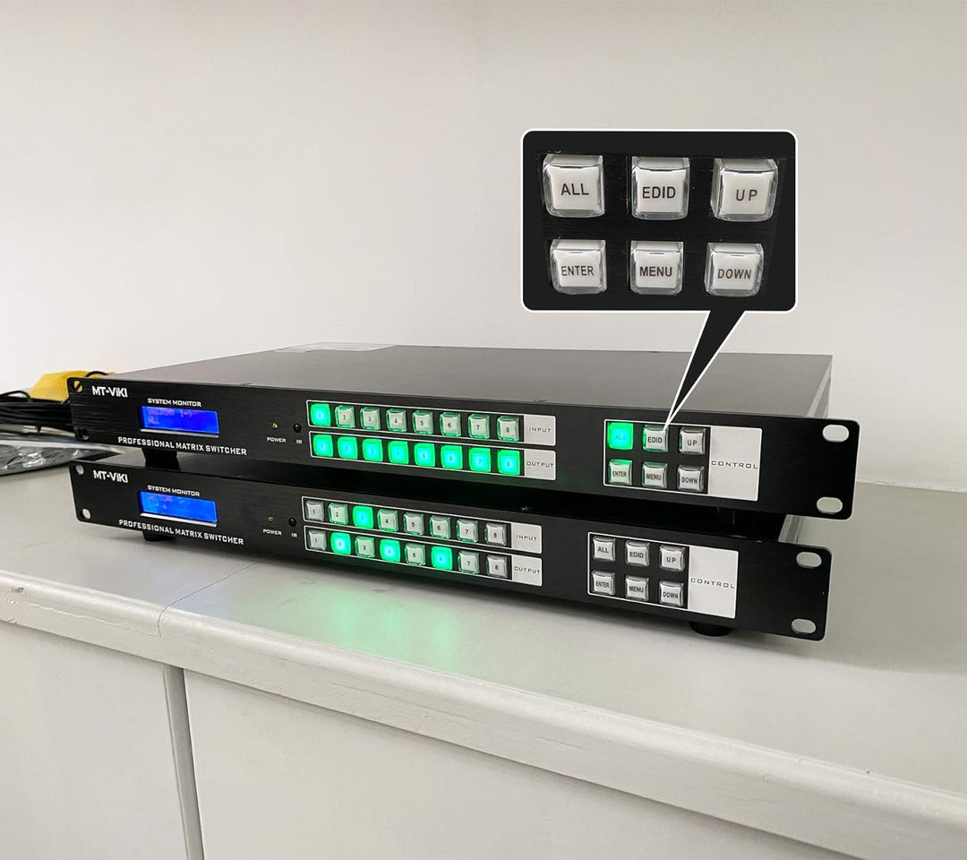 MT-VIKI HDMI Matrix Switch 8 in 8 Out Rackmount Splitter & Switch 8x8 mit IR-Fernbedienung RS-232 LA