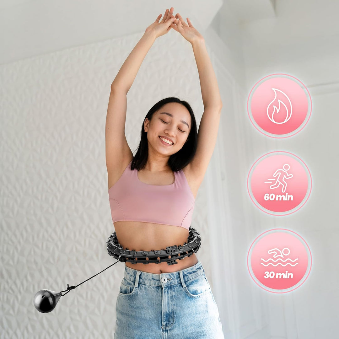 Queenfit Smart Hula Hoop Reifen Erwachsene, Hula Hoop mit Gewicht, Hulahuppreif zum Abnehmen, Smart