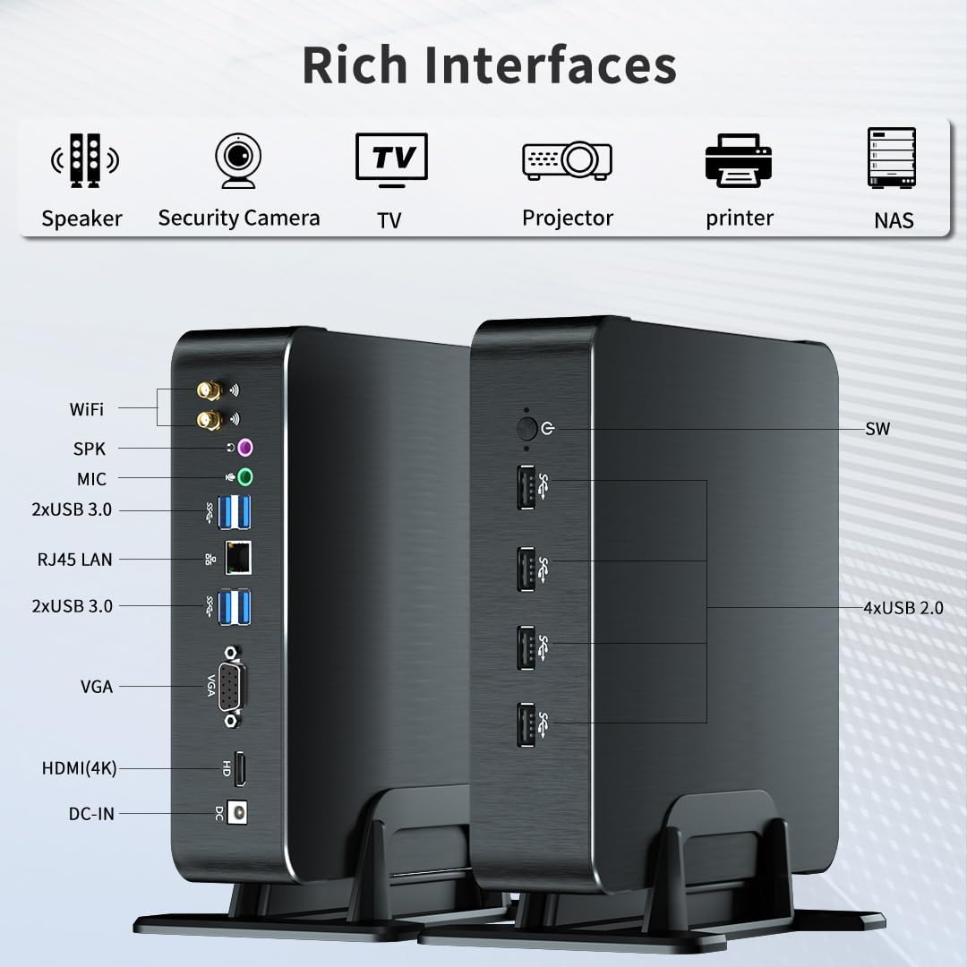 Mavsloly Mini PC mit Core i9-11900H, 32G RAM, 1T SSD Desktop Computer, 4K, 1x HDMI, 1x VGA Dual Disp