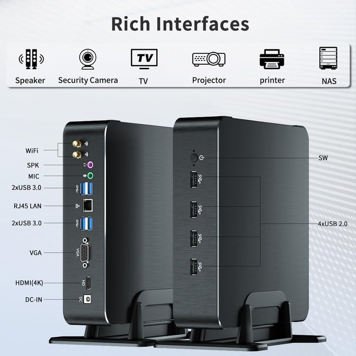 Mavsloly Mini PC mit Core i9-11900H, 32G RAM, 1T SSD Desktop Computer, 4K, 1x HDMI, 1x VGA Dual Disp