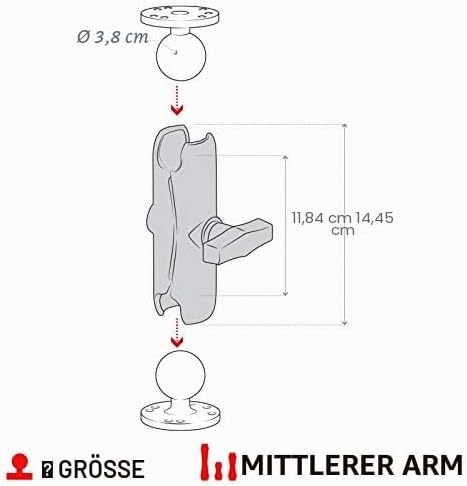 Double Socket Arm for 1.5 Ball