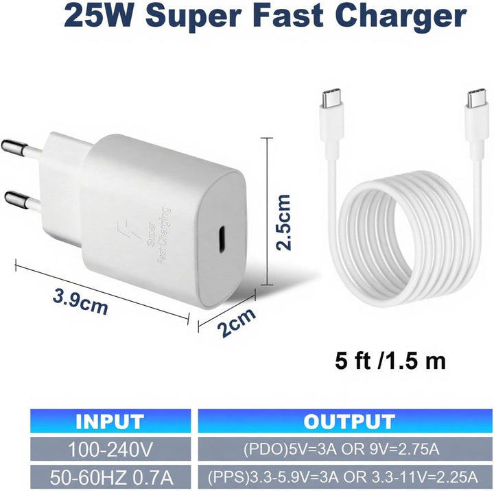2er Pack USB C Ladegerät 25W Ladekabel für Samsung Galaxy S26 S25 S24 S23 S22 S21 Ultra/Plus A57 A56