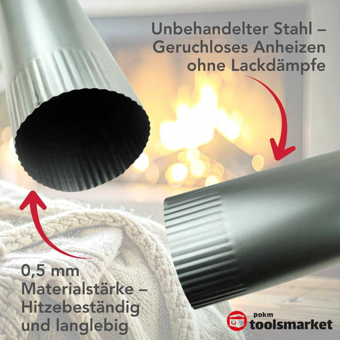 Ofenrohr ø 120 cm aus Stahlblech – Kaminrohr Rauchrohr Abgasrohr für Kaminofen, 120