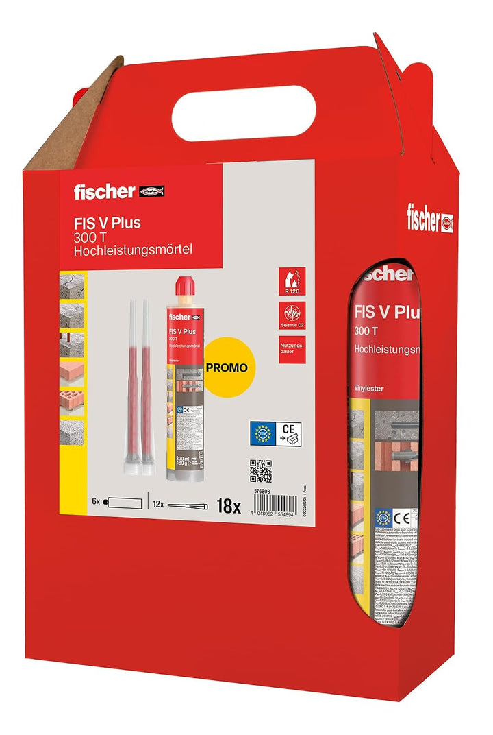 fischer Hochleistungsmörtel FIS V Plus 300 T im handlichen Sixpack, wetterfester Injektionsmörtel, d