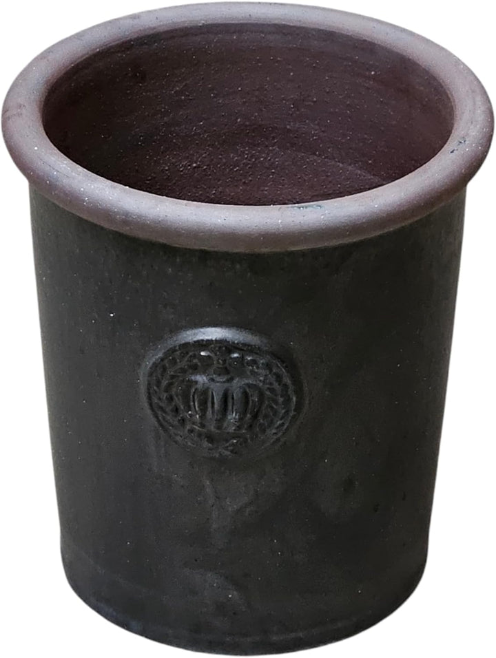 Pflanzgefäss Blumentopf Übertopf mit Kronen 25 x 28cm aus Keramik hochwertig glasiert -absolut frost