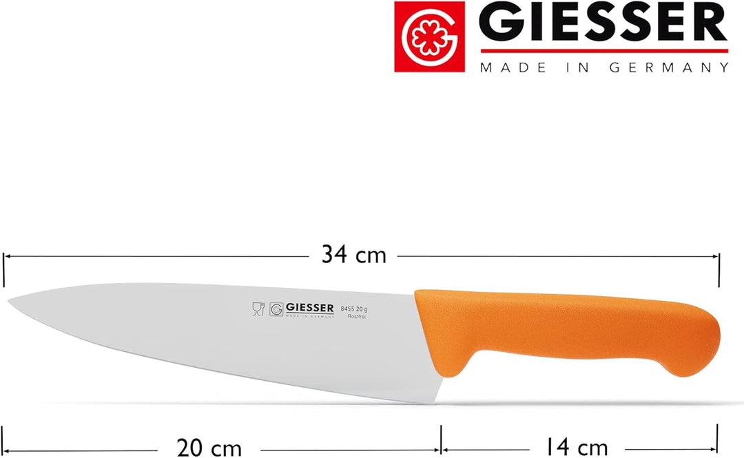 Giesser seit 1776 - Made in Germany - Kochmesser orange, Basic Orange, Klinge 20 cm, rutschfest, sch