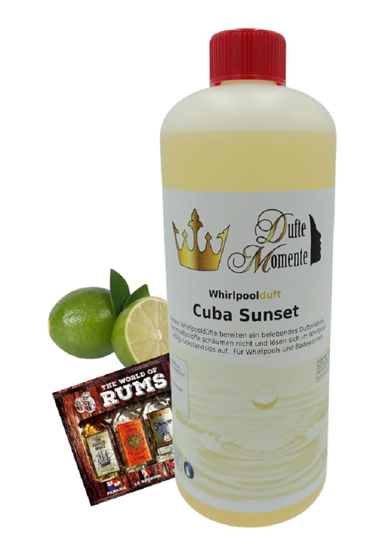 Dufte Momente | Whirlpool Duft 1 Liter | Cuba Sunset (Geranium, Mojito, Rum) | mit naturreinen und n