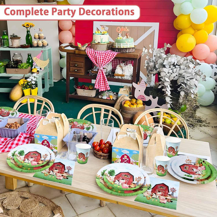 Bauernhof Geburtstag Deko Pappteller Kindergeburtstag Set, 100 Stück Bauernhof Pappteller Pappbecher