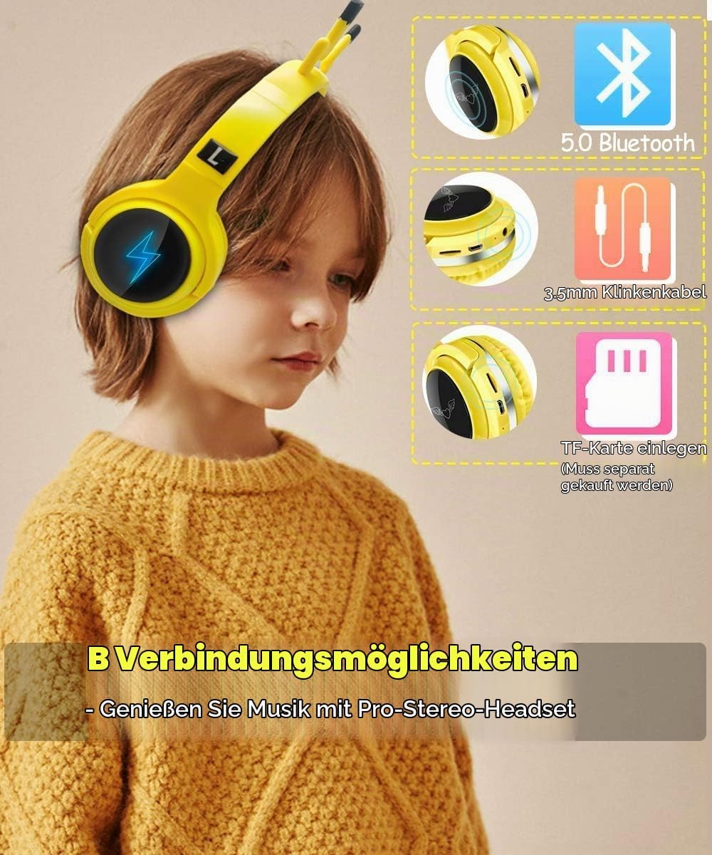 SVYHUOK Bluetooth Kabellos Kopfhörer Kinder für Jungen, Mädchen, Over Ear Kinderkopfhörer mit Gebaut