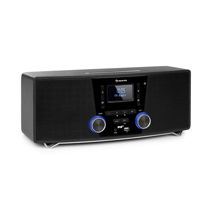 auna Stockton Micro Stereosystem - 20W max. (2X 5W RMS), DAB+, UKW-Radiotuner, RDS-Funktion, CD-Play