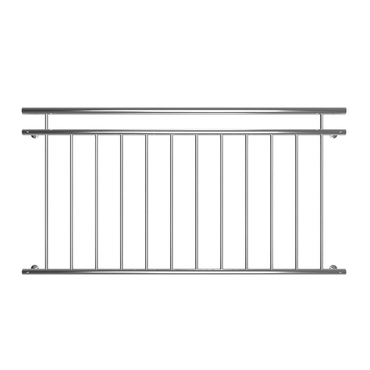 Mucola Balkongeländer Edelstahl V2A 90x156 cm – Stabgeländer mit 12 Füllstäben und Handlauf Ø 3,8cm