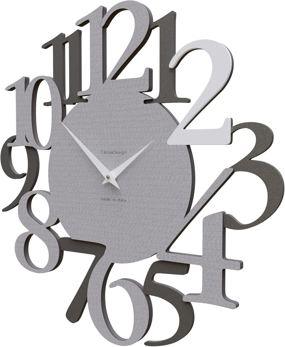 CalleaDesign Russell Wanduhr Nadelstreifen Quarzgrau Weiss Elegantes Originelles Hochwertig 45 cm Mo