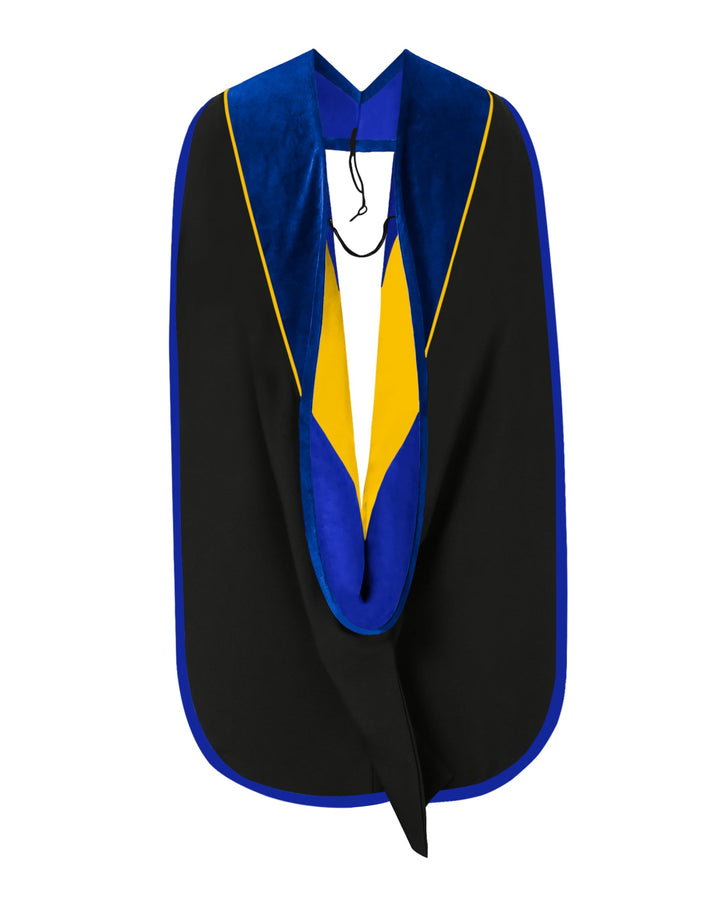 GraduationMall Deluxe Doktorand Abschluss Kapuze mit Goldpaspeln Akademisch Unisex 10 Farben Blau/Kö