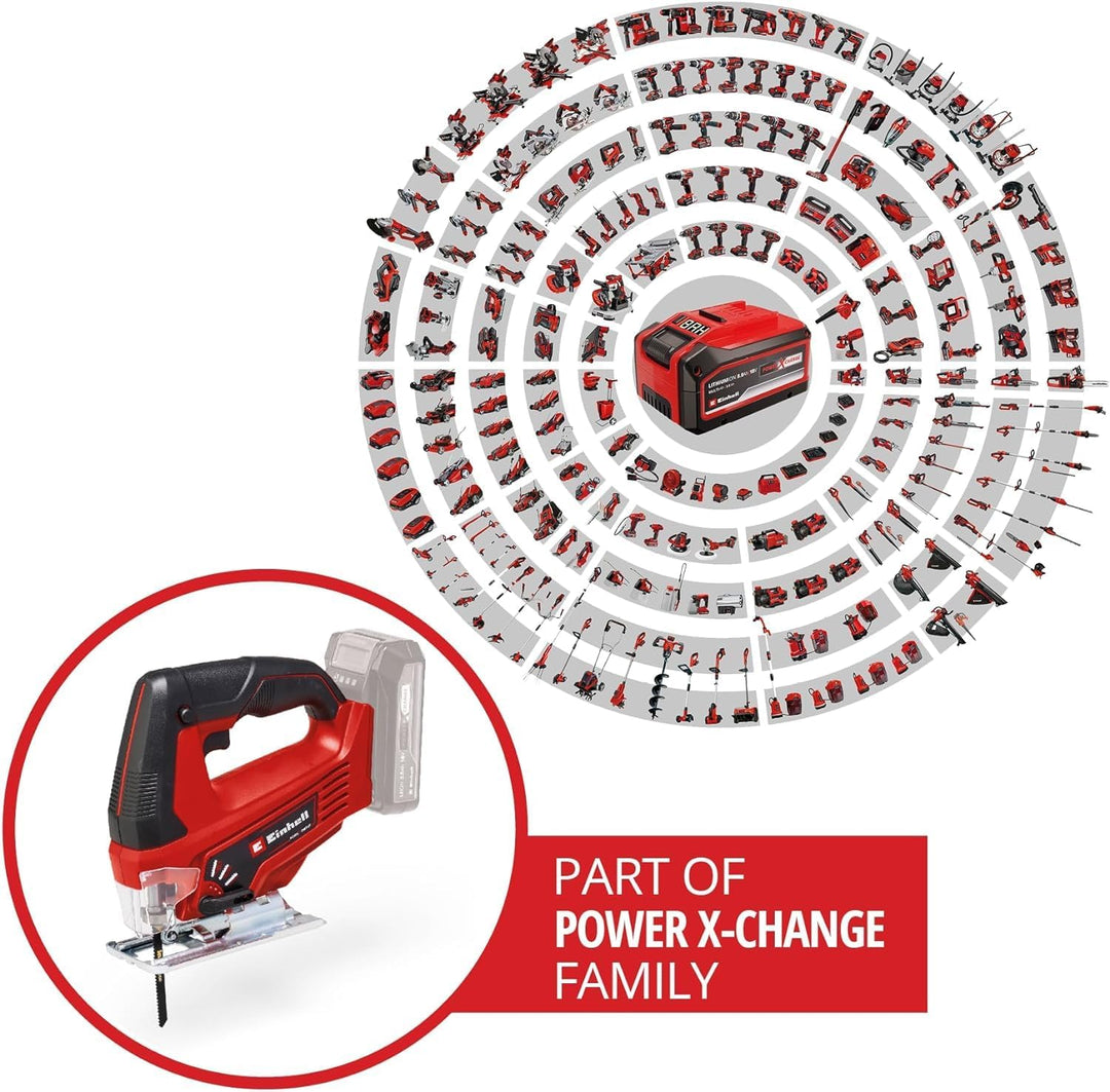 Einhell Akku-Stichsäge TC-JS 18 Li (1x2,5 Ah) Power X-Change (Li-Ion, 18 V, Pendelhubfunktion, Absau
