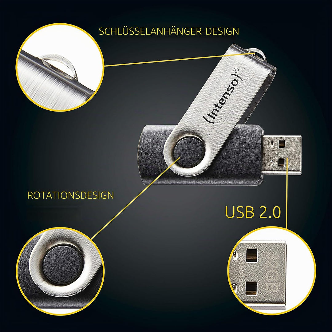 Intenso Basic Line 64 GB USB-Stick USB 2.0 Silber/schwarz (Packung mit 2) 64GB (Packung mit 2) Basic