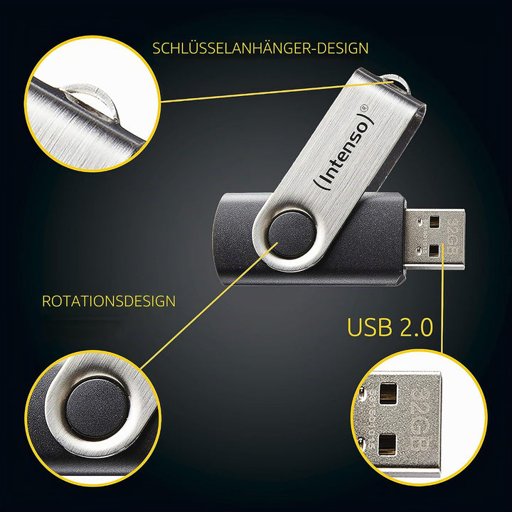 Intenso Basic Line 64 GB USB-Stick USB 2.0 Silber/schwarz (Packung mit 2) 64GB (Packung mit 2) Basic