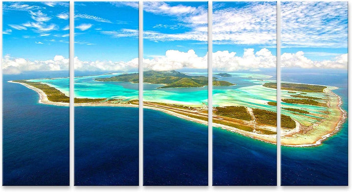 islandburner Bild auf Leinwand Bora Bora Insel Bilder Wandbilder Poster Leinwand 160x80cm - 5 Teile