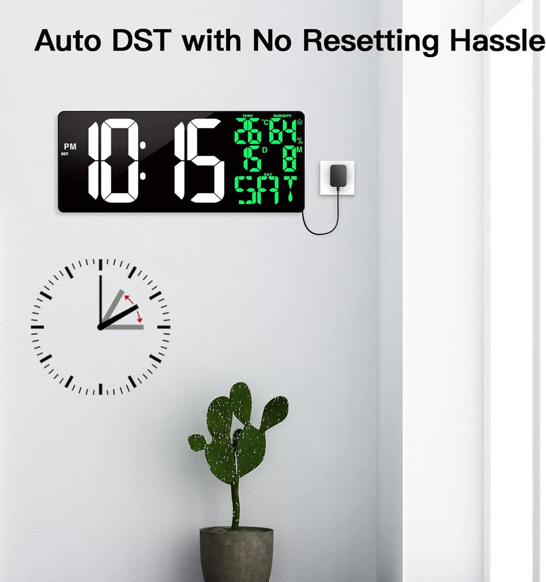 XREXS 18'' grosse Digitale Wanduhr mit Fernbedienung, automatisch dimmbare Digitaluhr mit grossem Di