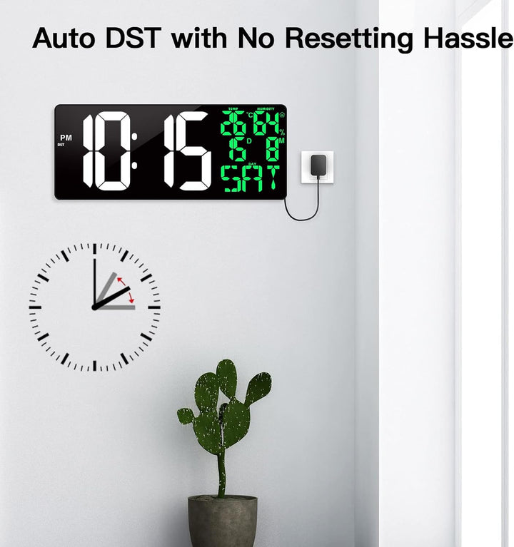 XREXS 18'' grosse Digitale Wanduhr mit Fernbedienung, automatisch dimmbare Digitaluhr mit grossem Di