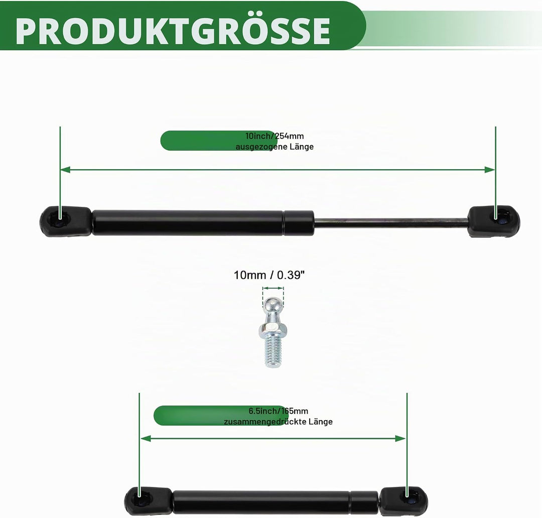 Motoforti Universal Gasdruckfeder 110N Für Wohnmobil Bett Boot Tür | Schwarz, Kohlenstoffstahl, Ausf